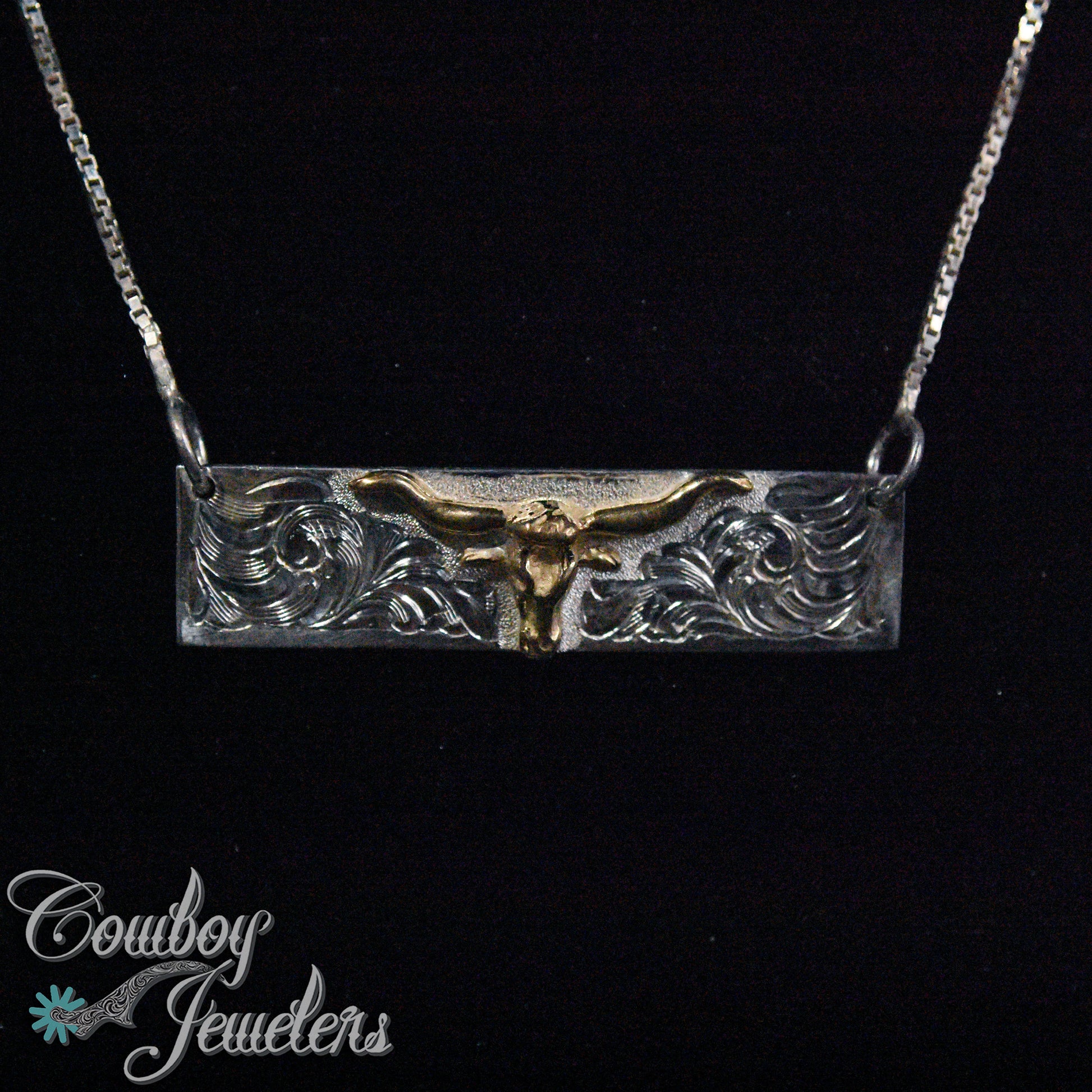 208 -  Cow skull bar necklace