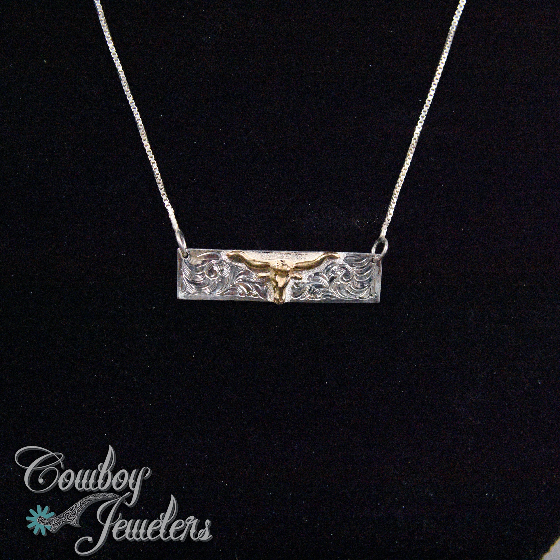 208 -  Cow skull bar necklace