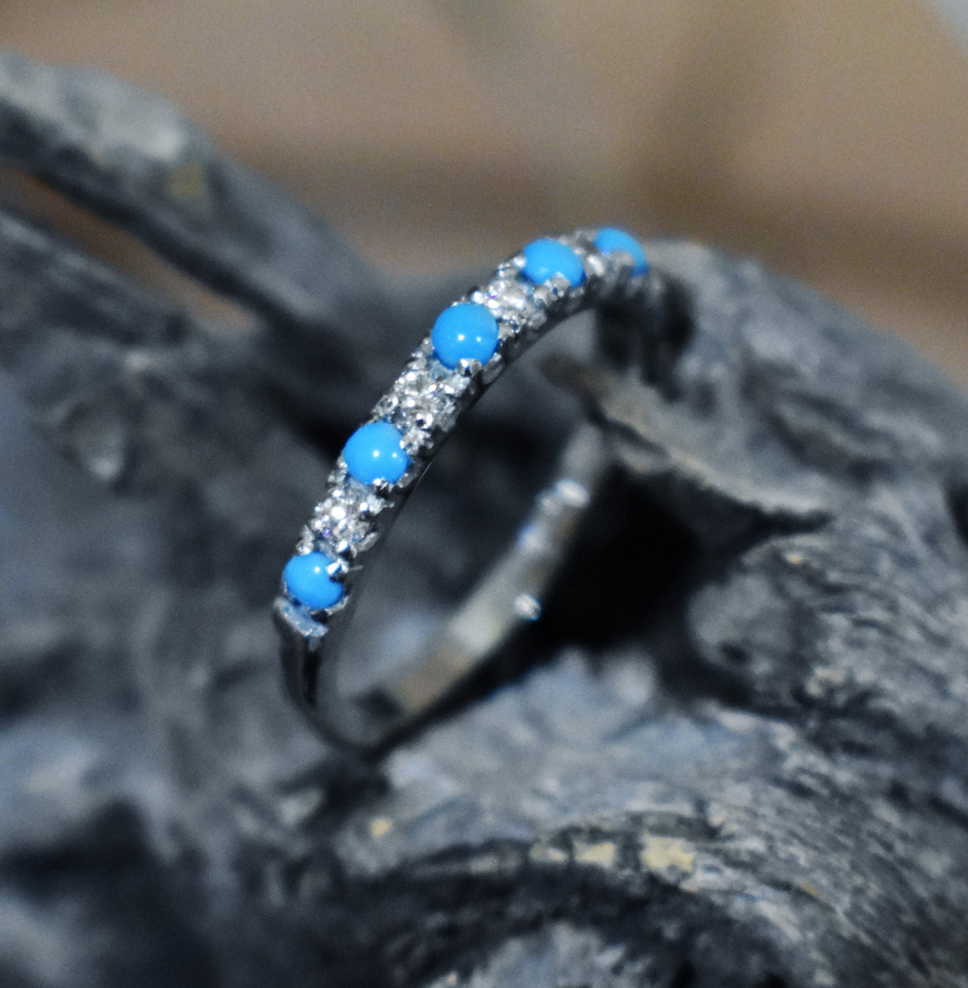 Eternity Band with CZ and turquoise